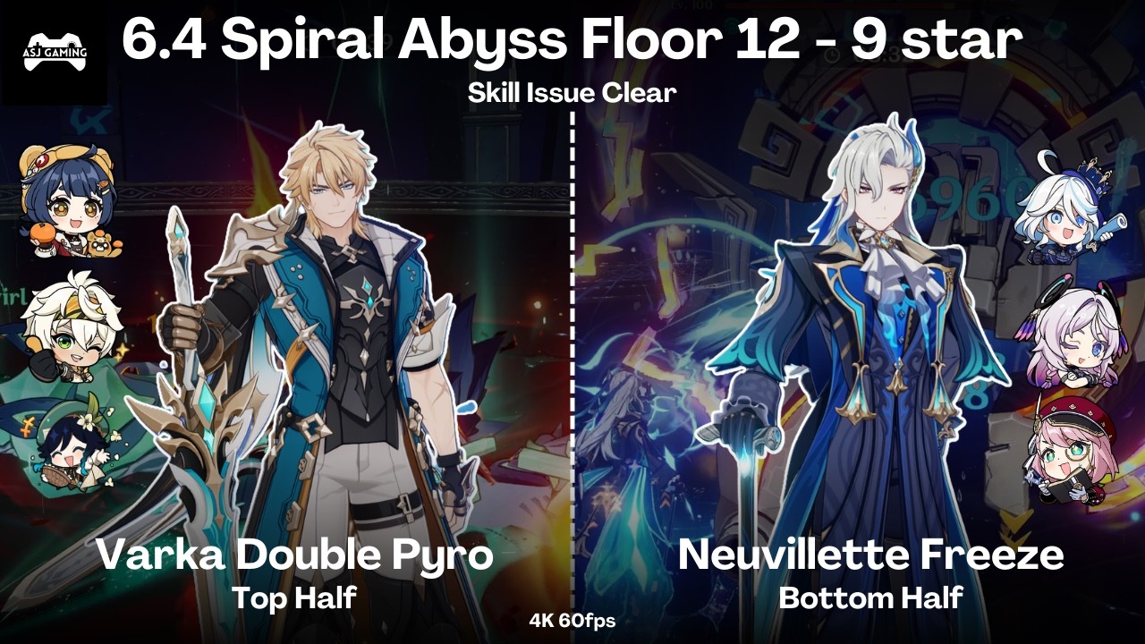 6.4 Abyss Floor 12 9⭐| Varka Double Pyro & Neuvillette Freeze