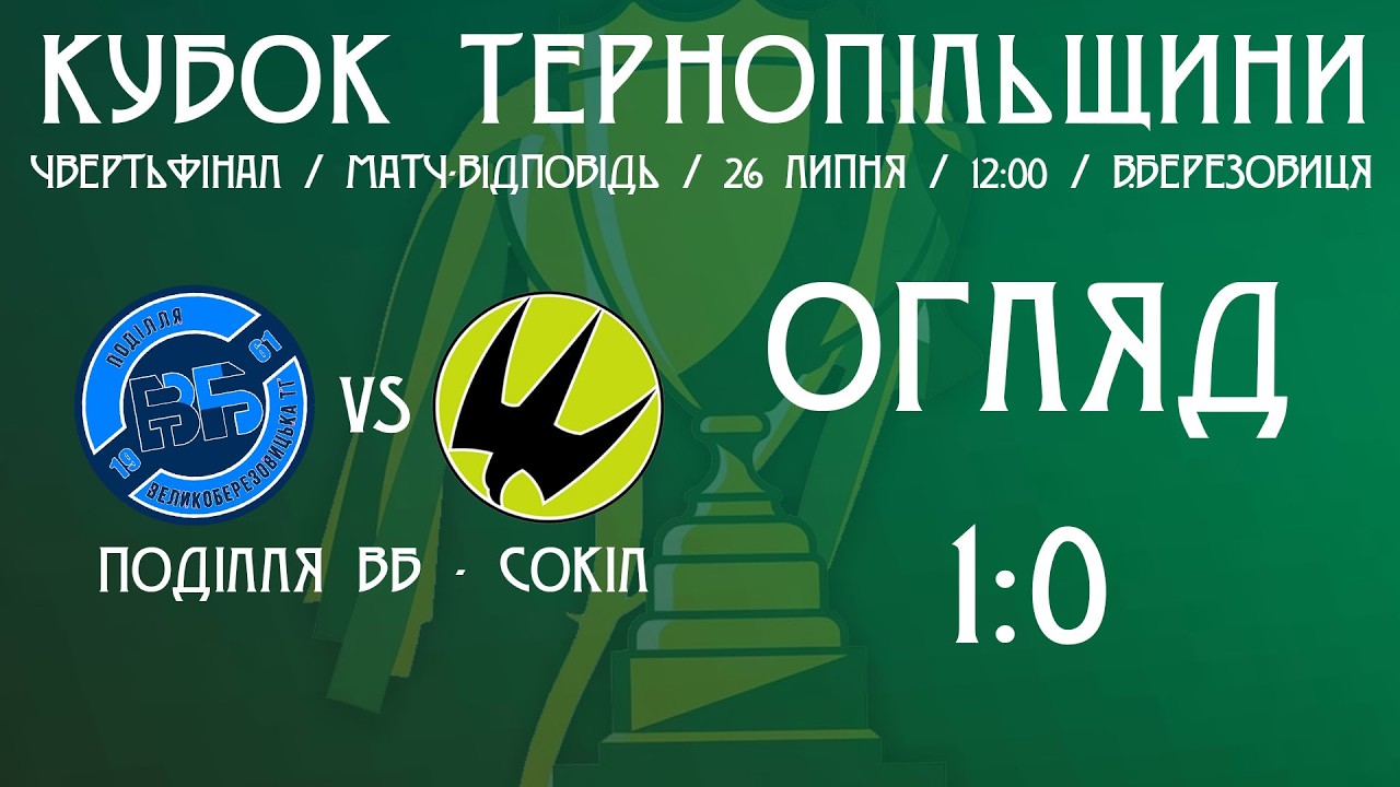ОГЛЯД / "Поділля" ВБ - "Сокіл" / Кубок Тернопільщини з футболу