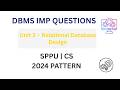 DBMS Unit 3 Important Questions 🔥 | Relational Database Design | SPPU CS 2024 Pattern #exambuddy