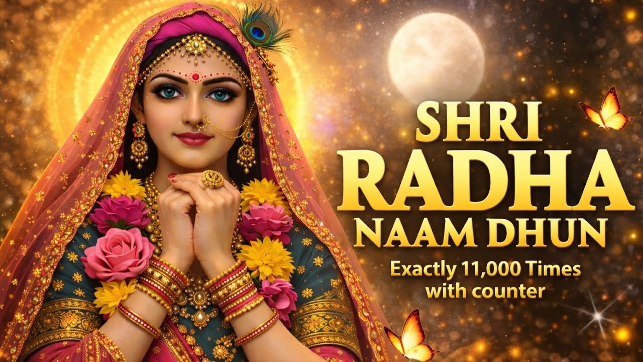 🌼 Soulful Radha Naam Dhun 11,000 Times  | Divine Nonstop Krishna Bhakti Songs | Peacful Bhajan