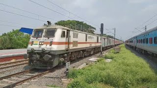 Brutal 130 KMPH Parallel Overtake | WAP 7 Howrah Rajdhani overtakes WAP 7 Coal Field SF at Begampur