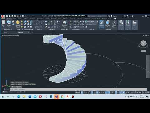 AutoCAD 3D Döner (Spiral) Merdiven Modelleme (Çizimi)