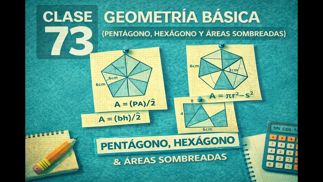 🧮 Clase 73 – Geometría Básica (Pentágono, Hexágono y Áreas Sombreadas) | Matemáticas Desde Cero