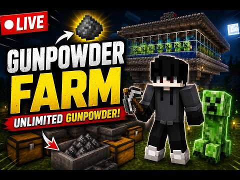 🔴 Aaj Gunpowder Farm Bana Kar Hi Uthenge 💥 | Minecraft Survival LIVE
