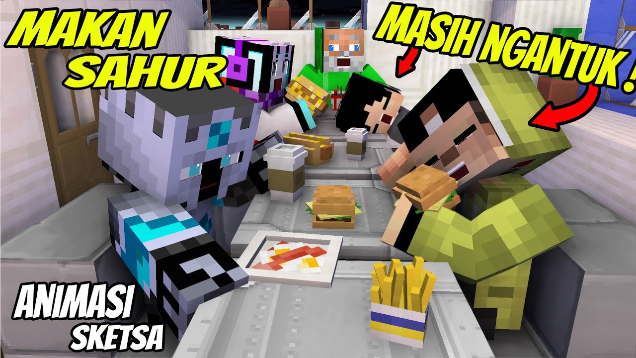 Lucu Youtuber Puasa Susah Bangun Sahur Pertama - Minecraft Animation