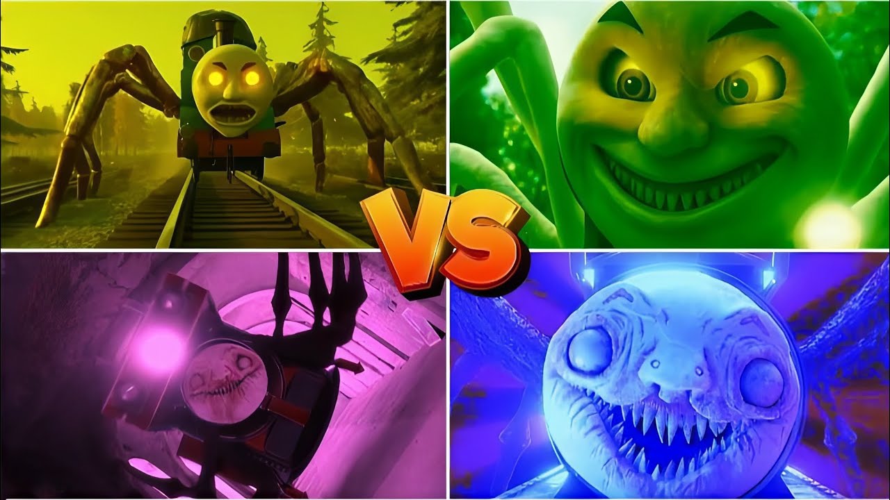 CHOO CHOO CHARLES EXE 🆚 TRAIN THOMAS EXE 🆚 CURSED THOMAS MONSTER ❄️TILES HOP