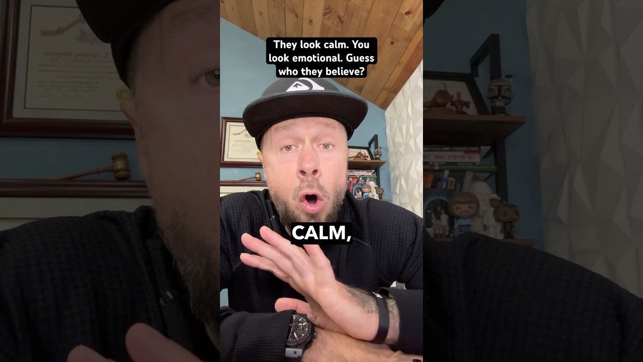 Fake calm wins courtrooms. Truth gets labeled emotional. Welcome to narcissist court games.