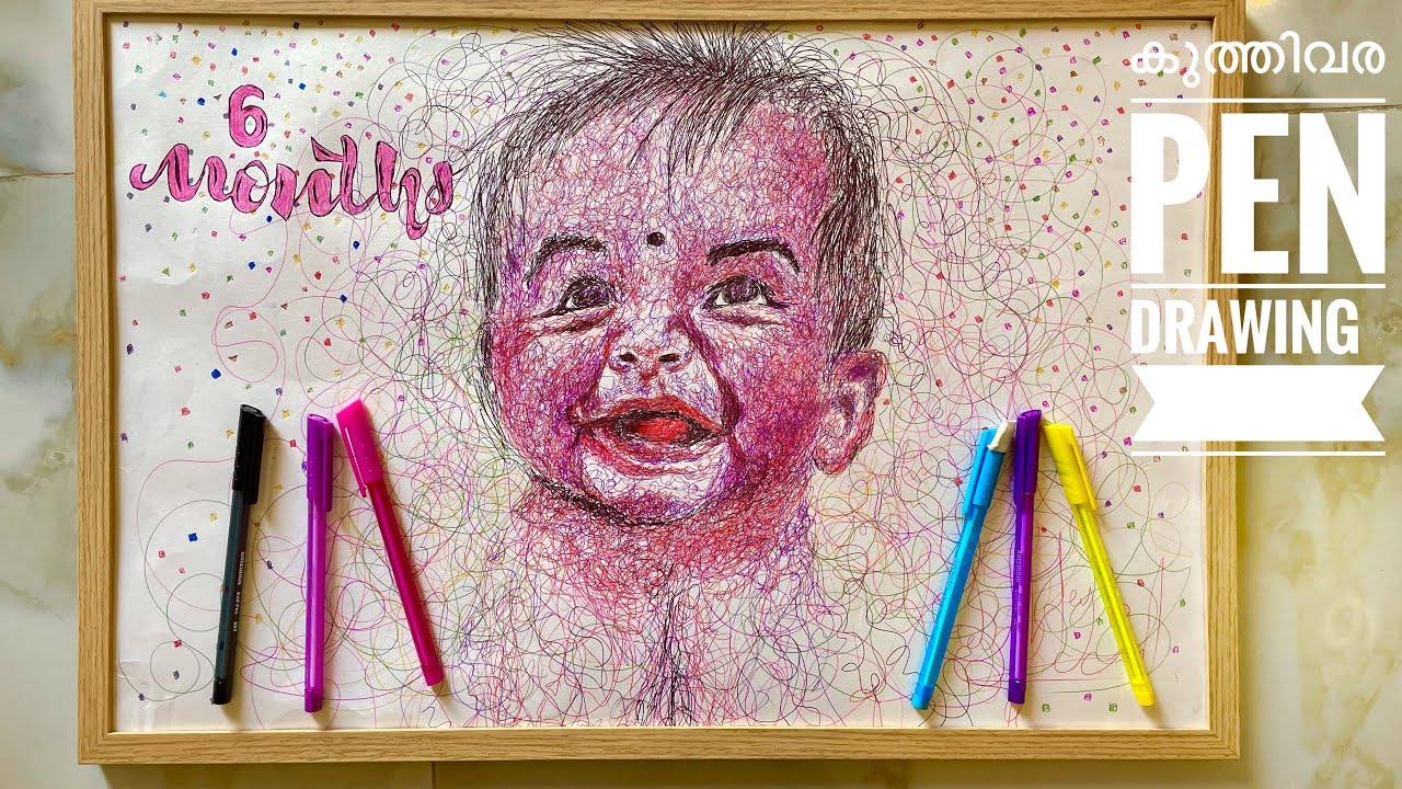 Portrait drawing with Scribbling Art | color pen drawing | HEY SIRI | SIRIL VINSON