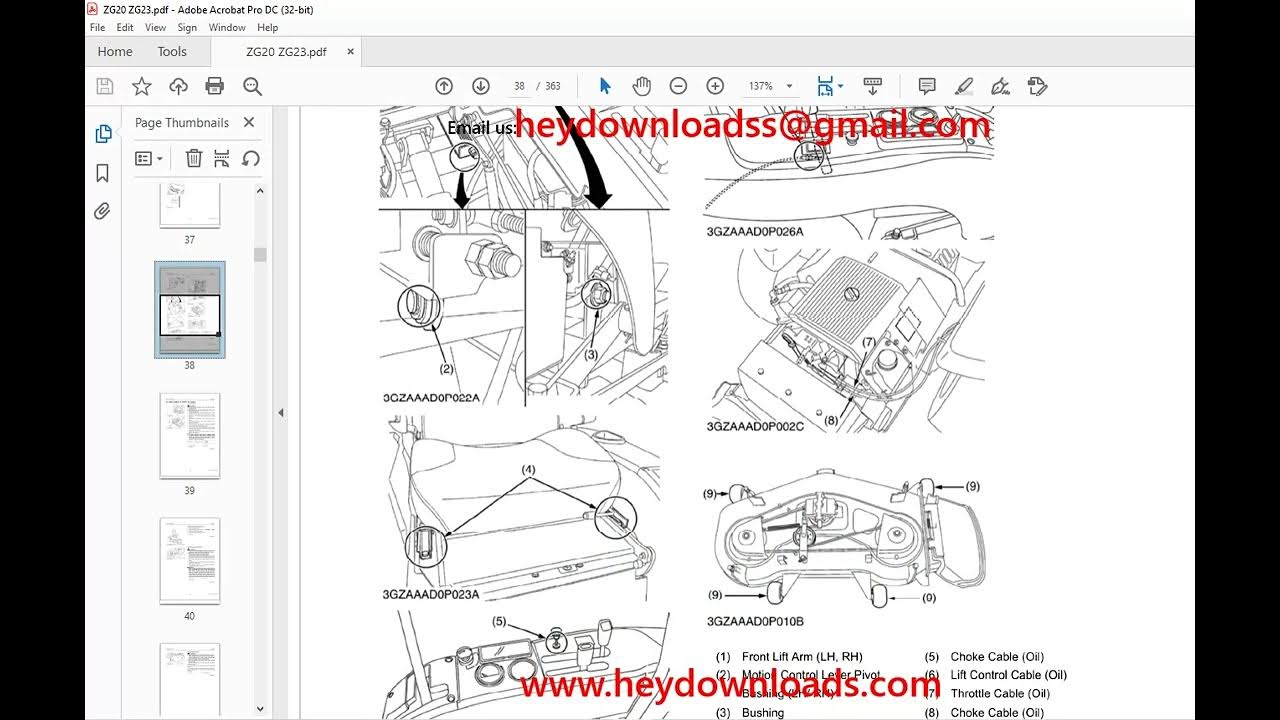 Kubota Zero Turn Mower ZG20 ZG23 Workshop Manual - YouTube