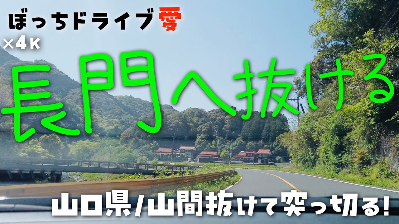 田舎道で長門(長門市)へ抜けるドライブ｜緑に囲まれて｜4K60fps地方の国道県道田舎道