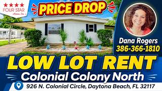 926 N Colonial Circle Daytona Beach FL | Low Lot Rent 55+ Manufactured Home $59,900