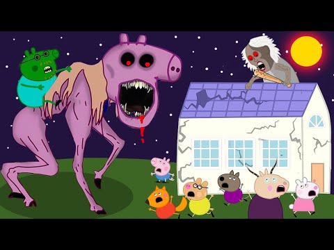 Peppa Pig Zombie Apocalypse, Peppa and Family Face GIANT Zombie At House | Peppa Pig Funny Animation
