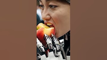 Can robots eat peaches too??? #robot #AI #mukbang