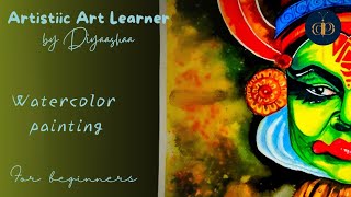 Beautiful Watercolor Painting Of Kathakali Dancer Face, Easy Watercolor Painting Tutorial.