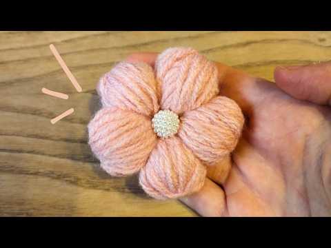 How to Make a Beautiful Woolen Flower with a Fork 🌸 Easy DIY