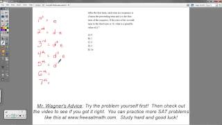 SAT Math - Question #14 (Geometric Sequences)