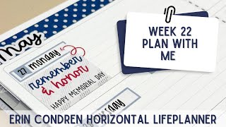 Week 22 plans in the Erin Condren HORIZONTAL LifePlanner