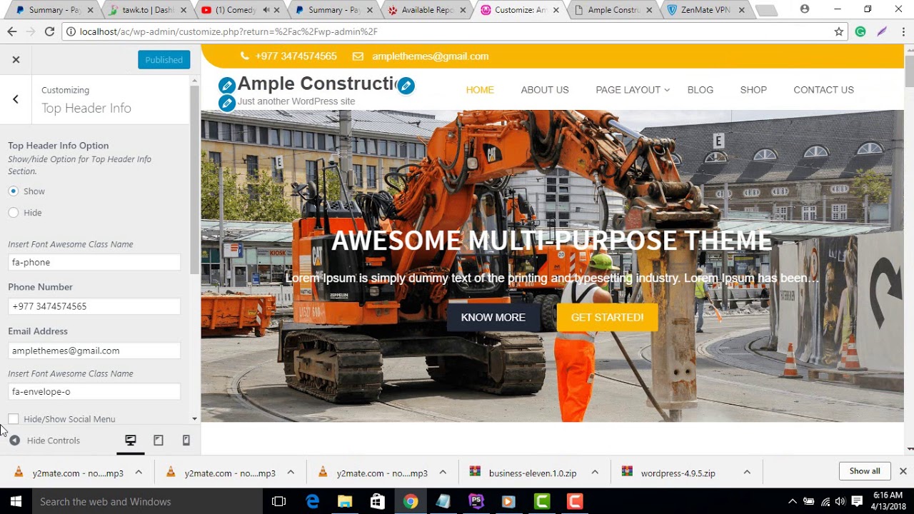 Ample Construction Top Header Bar set up - YouTube