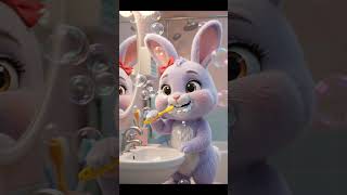 Brush, Brush, Brush Your Teeth! 🫧 Cute Bunny Nursery Rhyme. #kids #bubu #viral #trending