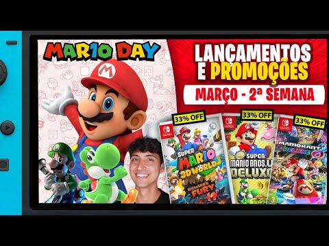 NINTENDO COM NOVIDADES DO MARIO DAY e GRANDE JOGO GRÁTIS | Lançamentos e Promoções Switch Março 2