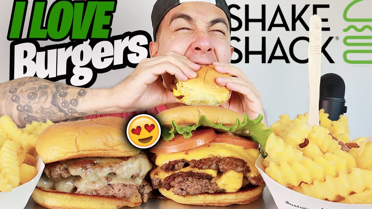 Double ShackBurger + Roadside Double Burger + Bacon Cheese Fries (Shake Shack Burger Mukbang)