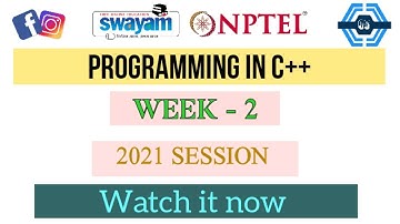 Programming In C++ | Week 2 Answers | NPTEL ||