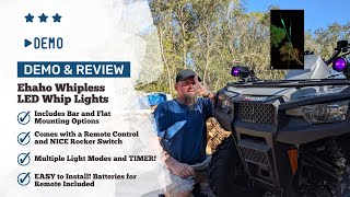 Demo and Review - Ehaho Whipless LED Whip Lights with Remote and Rocker Switch