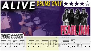 Alive (DRUMS ONLY) - Pearl Jam | DRUM SCORE Sheet Music | #708 DRUMSCRIBE Update