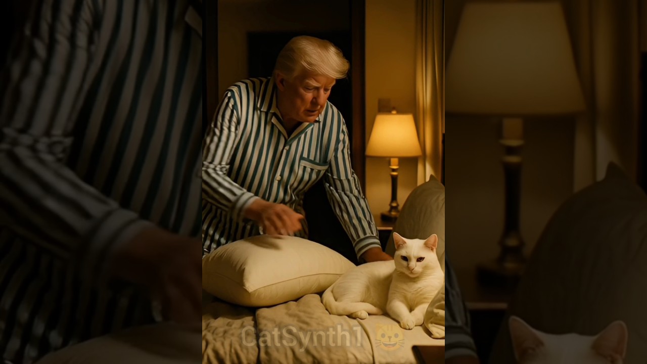 Trump vs Cat Pillow Fight 😹🛏️ | Funniest Bedtime Short