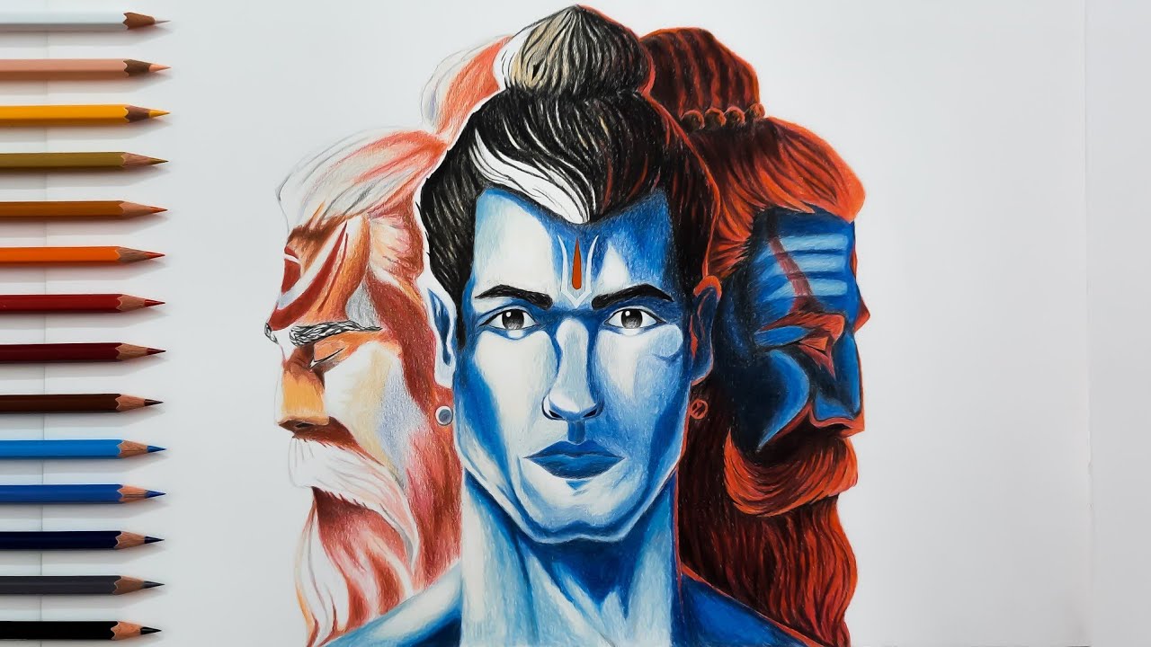 Lord brahma vishnu shiva drawing 