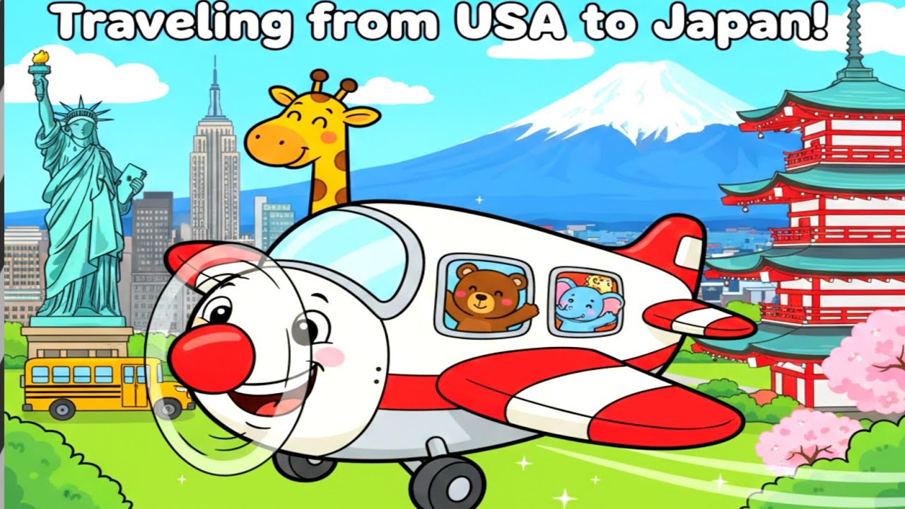 Kids Plane Adventure: Traveling from USA to Japan! ✈️🇯🇵 | Junior Wheels TV