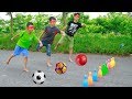 Kids go to School Learn to Blindfold playing Football | Song for Childrens