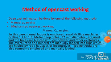 Opencast working, method of opencast working,bench,bench height,bench width and bench slope angle