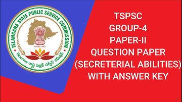 TSPSC GROUP 4 PAPER II || Secretarial Abilities || TSPSC Group 4 Question Paper 2023 || Answer Key
