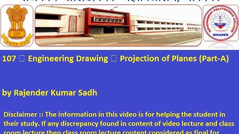 107 । Engineering Drawing । Projection of Planes (Part-A)  by Rajender Kumar Sadh  GPC Bikaner