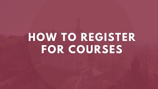 How to Register for Classes