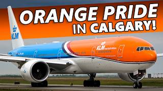 ORANGE PRIDE IN CALGARY! KLM Boeing 777-300ER at Calgary Airport