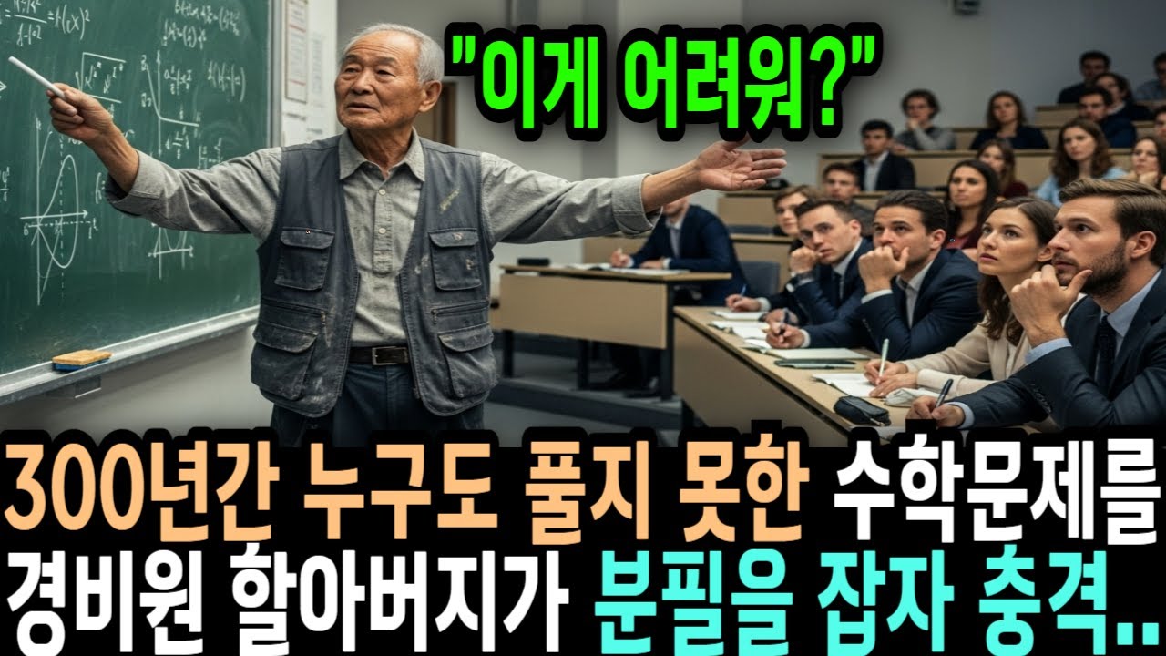 300년 동안 아무도 풀지 못한 수학 문제를 경비원 할아버지가 분필을 잡자 세계 수학자들이 벌떡 일어나는데  노후이야기 경비원 할아버지