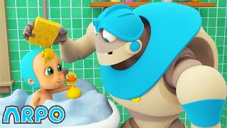 Baby Bathtime is CHAOS | ARPO | Rob the Robot &amp; Friends - Funny Kids TV