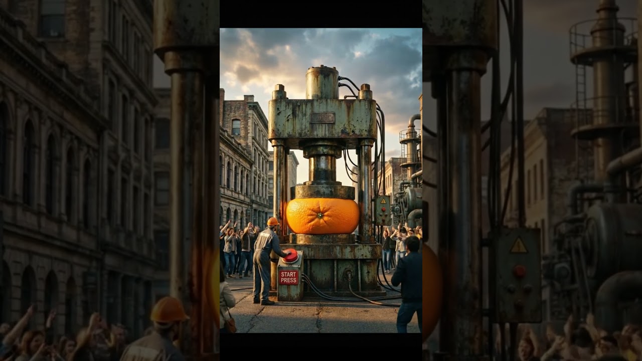 Hydraulic Press vs GIANT Orange 