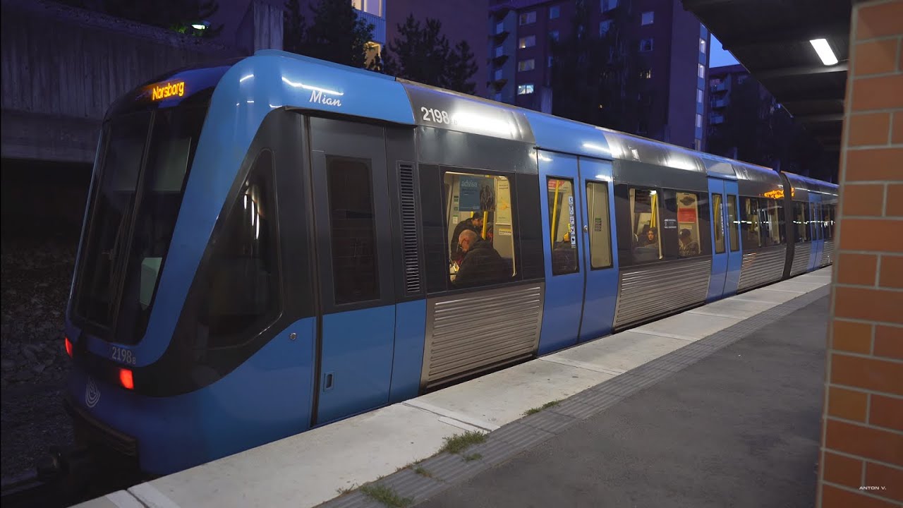 Sweden, Stockholm, subway night ride from Ropsten to Axelsberg