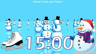 15 Minute ❄️Winter ☃️ Snowmen Ice Skating Countdown Timer