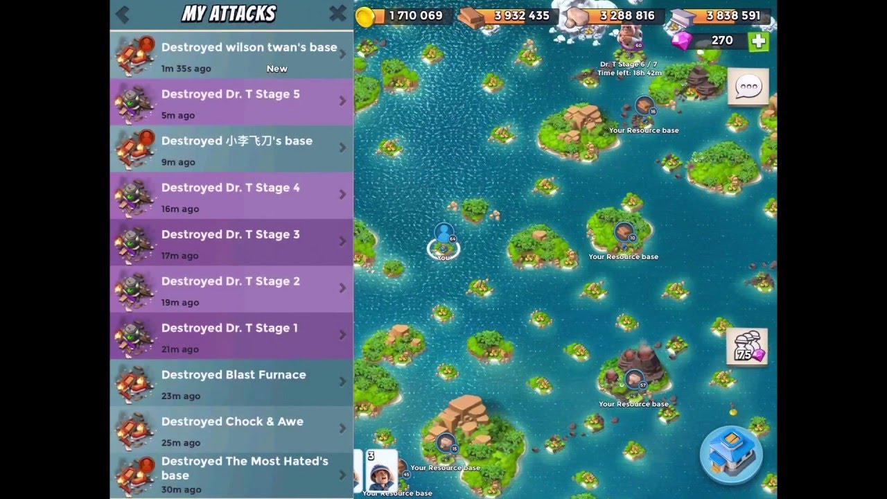 Boom Beach — daily raid with RMZ on boosted ice central bases YouTube