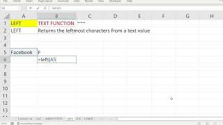 EXCEL: Usage of Left text function in excel that Returns the leftmost characters from a text value.
