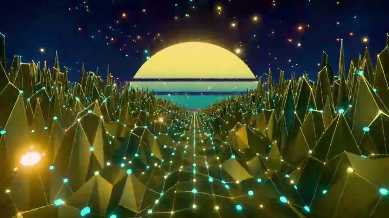 10 Hours Golden Synthwave Sun 🌅 | Silent Futuristic Landscape | No Sound | 4K UHD