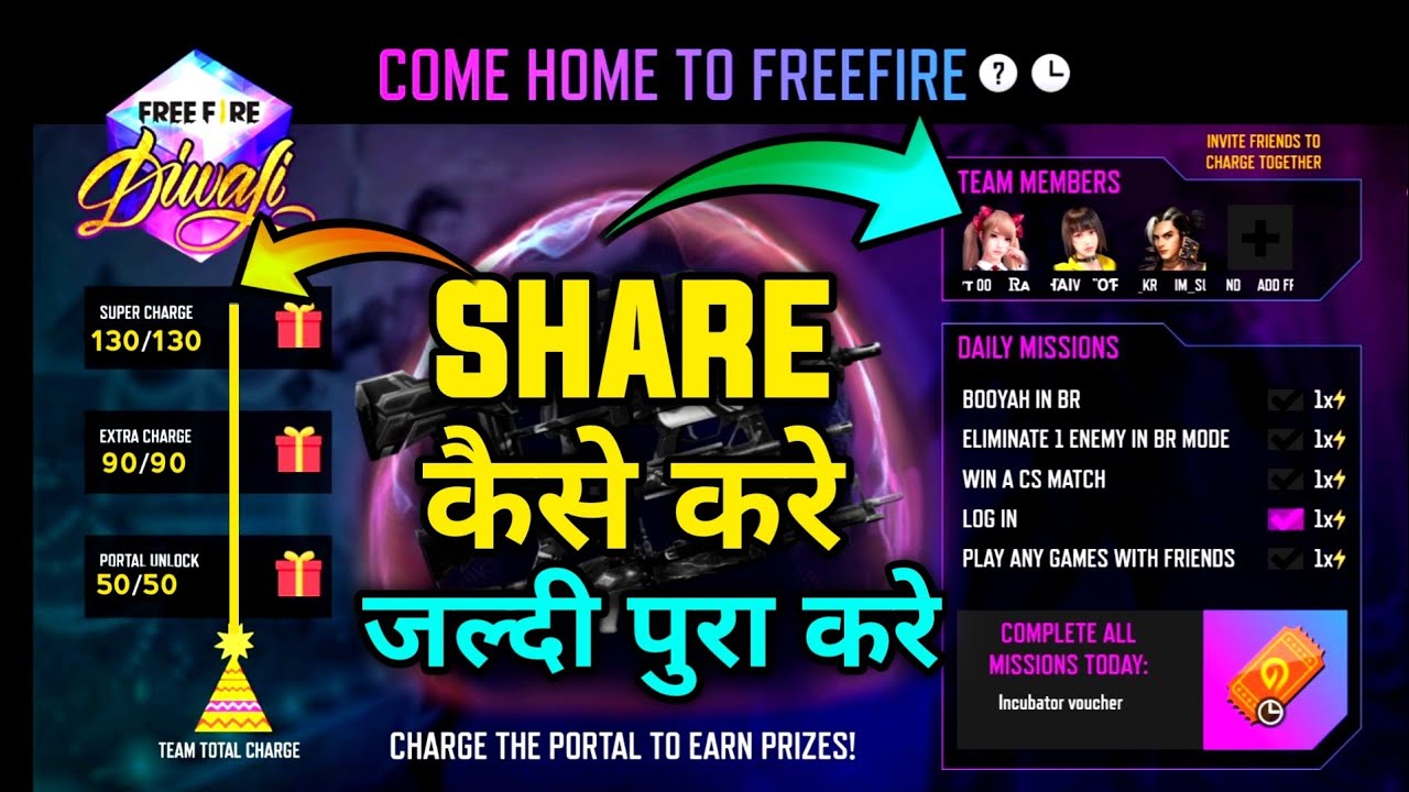 HOW TO INVITE & ACCEPT CHARGE THE PORTAL COME HOME TO FREE FIRE/HOW TO LEAVE CHARGE THE PORTAL EVENT