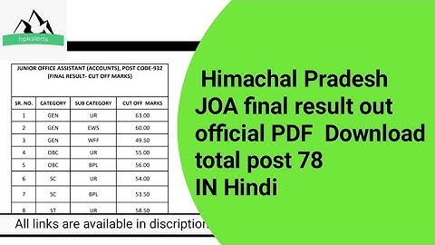 JOA final result HPSSSB || Post Code -932 || JOA  (accounts) || oficial JOA results || In Hindi