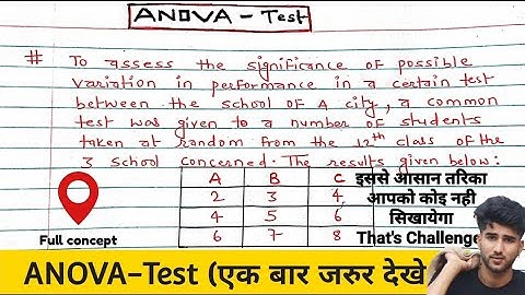 ANOVA Test | One-Way ANOVA test | Two-Way ANOVA test | ANOVA F-test | ANOVA | Hypothesis testing