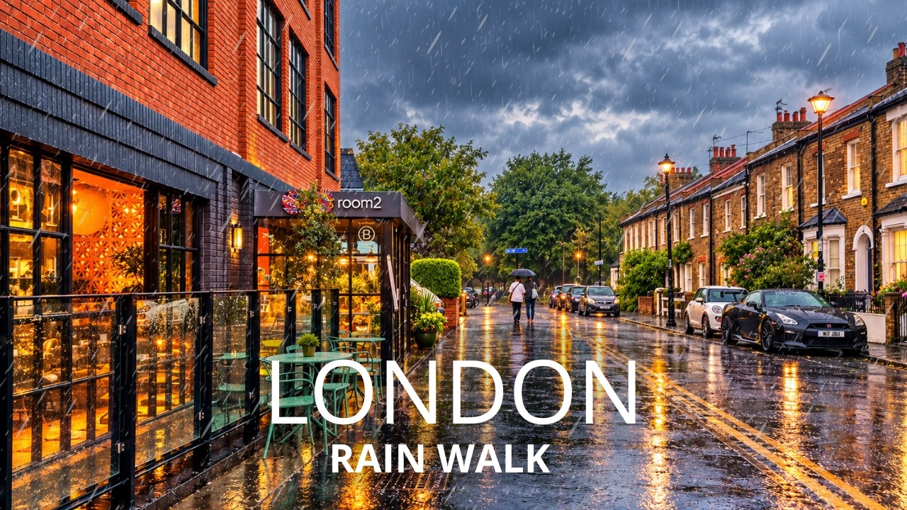 London, Verenigd Koninkrijk | South Bank | Regenwandeling 4K