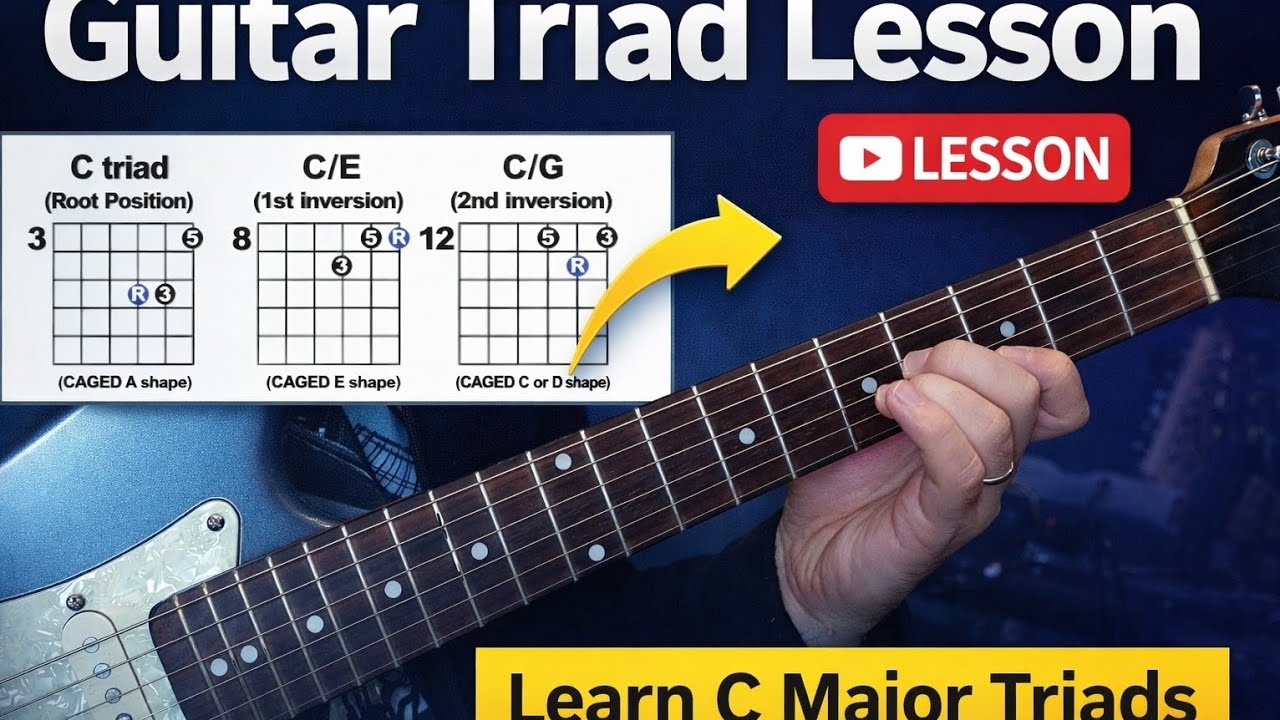 Guitar Triad Lesson – Learn C Major Triads Across the Fretboard - YouTube